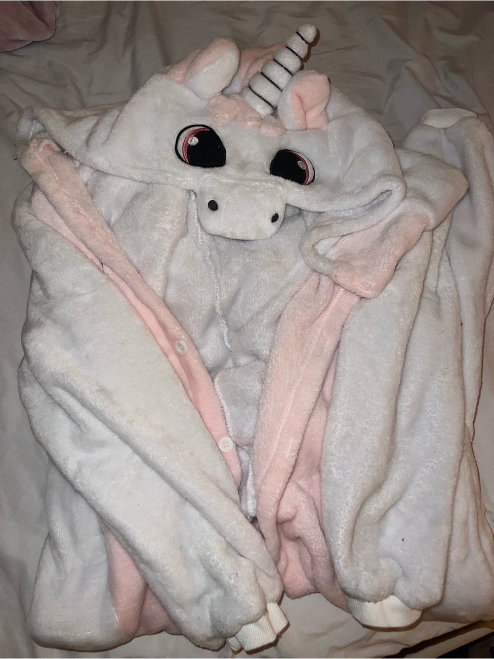 Plush White & Pink Unicorn Adults Pajamas Hooded Onesie